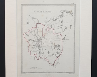 Kirkby Kendall (Kendal) - Original 1835 maps in mount
