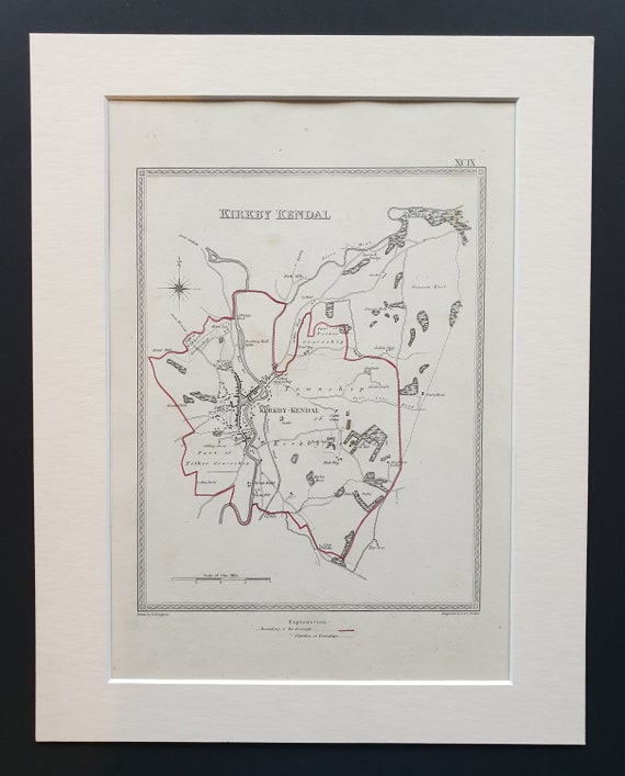 Kirkby Kendall (Kendal) - Original 1835 maps in mount