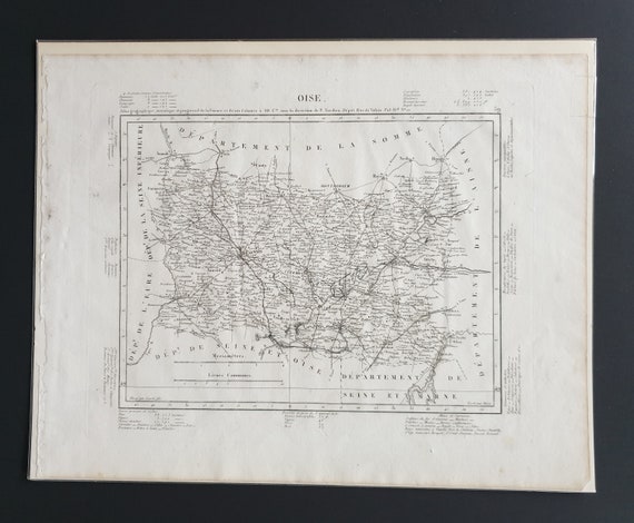 Original 1854 French department map - Oise