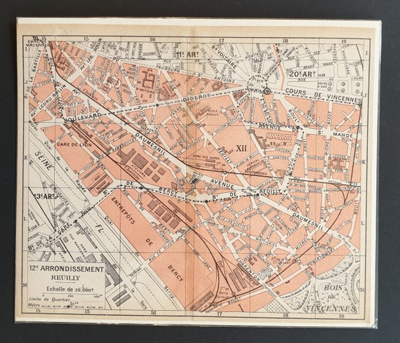 12th Arrondissement, Reuilly - Original 1909 Paris map
