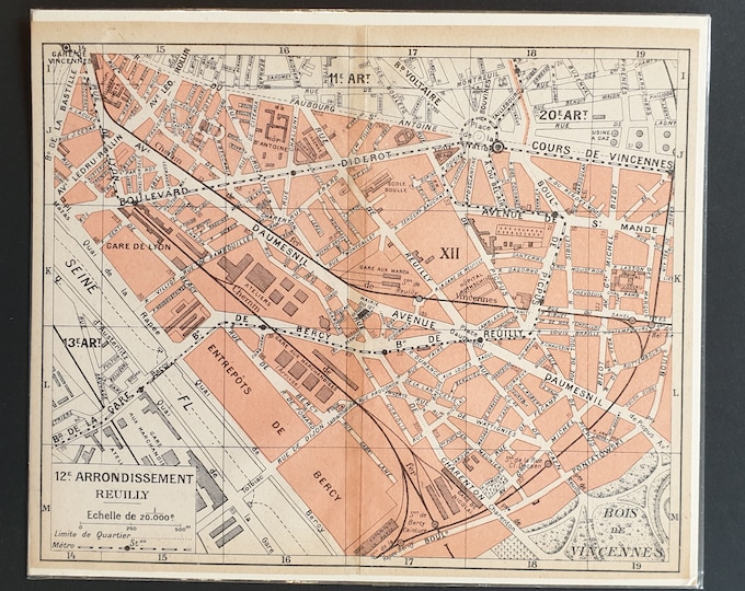 12th Arrondissement, Reuilly - Original 1909 Paris map