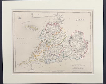 Clarke - Original 1850 Hand Coloured Map