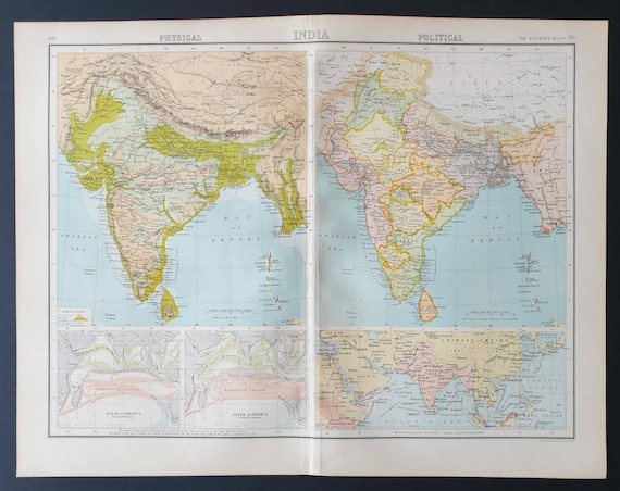 Original 1899 map - India Physical and Political