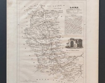Loire - Original 1841 French department map