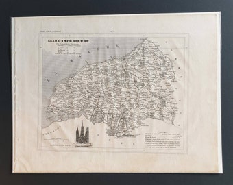 Seine Inferieure  - Original 1841 French department map