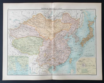 Chinese Empire and Japan - Original 1899 map