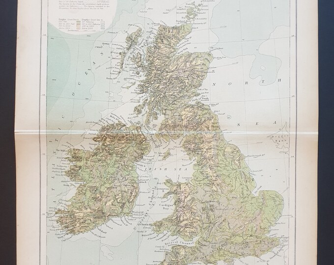 Physical map of the British Isles - Original 1898 map