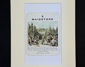 Maidstone - Original Vintage Counties of England Card in Mount