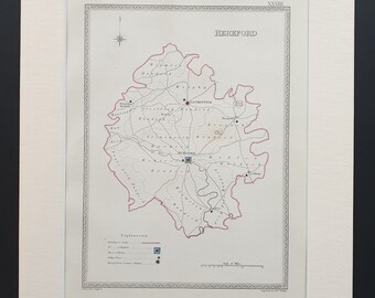 Hereford - Original 1835 map in mount