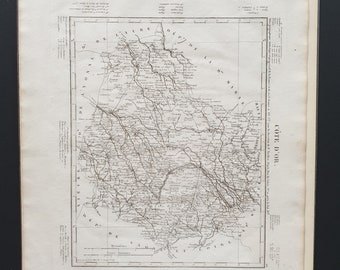 Cote D'Or - Original 1854 French department map