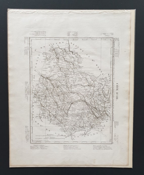 Original 1854 French department map - Cote D'Or