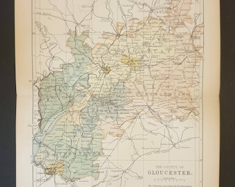 Gloucester - Original 1892 Antique County map