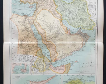 Turkey in Asia, Persia, Arabia - Original 1899 map