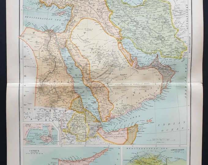 Original 1899 map - Turkey in Asia, Persia, Arabia
