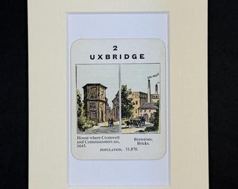 Uxbridge - Original Vintage Counties of England Card in Mount