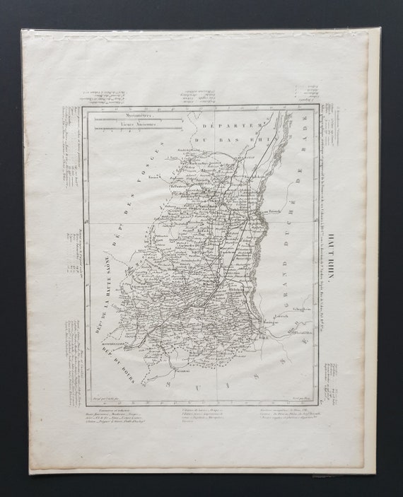 Original 1854 French department map - Haute Rhin