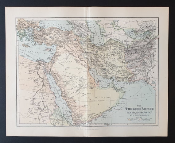 The Turkish Empire, with Persia,Afghanistan and Baluchistan - Original 1902 map