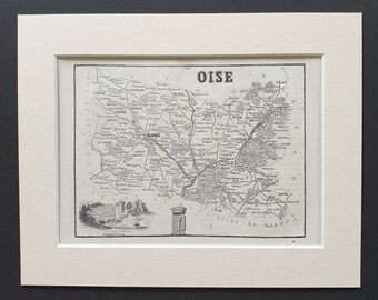 Oise - Original 1865 map in mount