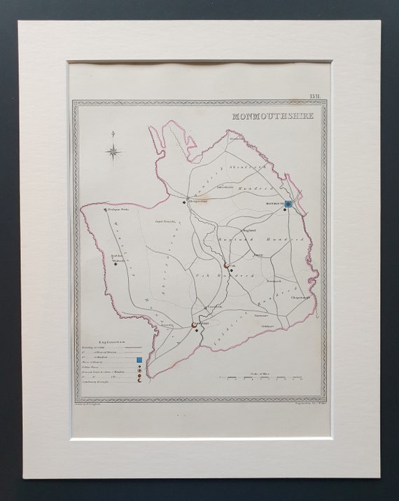 Monmouthshire - Original 1835 map in mount