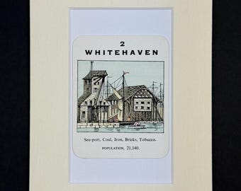 Whitehaven - Original Vintage Counties of England Card in Mount