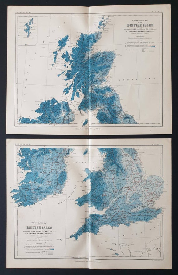 Original 1877 map - Hydrographic Map of the British Isles (in two parts)
