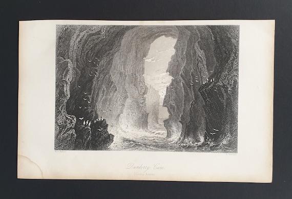 Dunkerry Cave, County Antrim - Original 1842 Ireland print