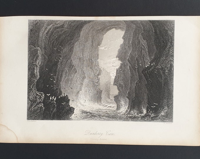 Dunkerry Cave, County Antrim - Original 1842 Ireland print
