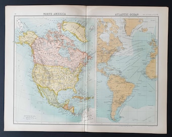 North America and Atlantic Ocean - Original 1899 map