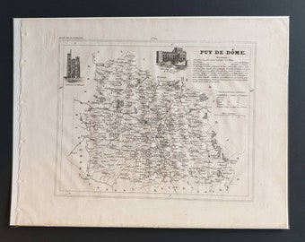 Puy de Dome - Original 1841 French department map