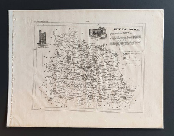 Original 1841 French department map - Puy de Dome