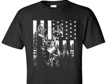 Hunting American Flag Buck T-Shirt