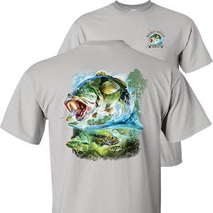 Bass Fishing T-shirt, Southern Style Large Mouth Bass Tee, Angler Shirt -   Canada