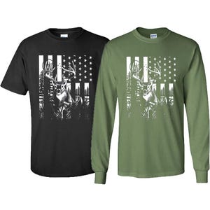 Hunting American Flag Buck T-Shirt or Long Sleeve