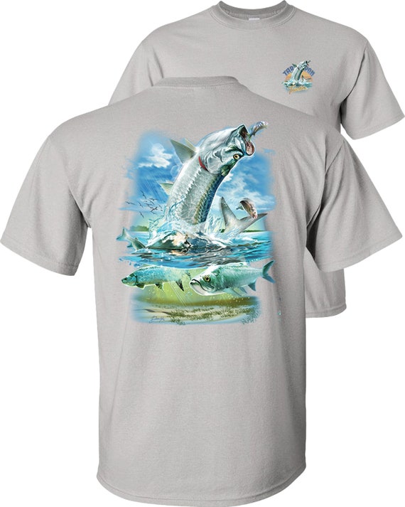 Tarpon Tumble T-shirt, Silver King, Saltwater Fish Tarpons Fishing Graphic  