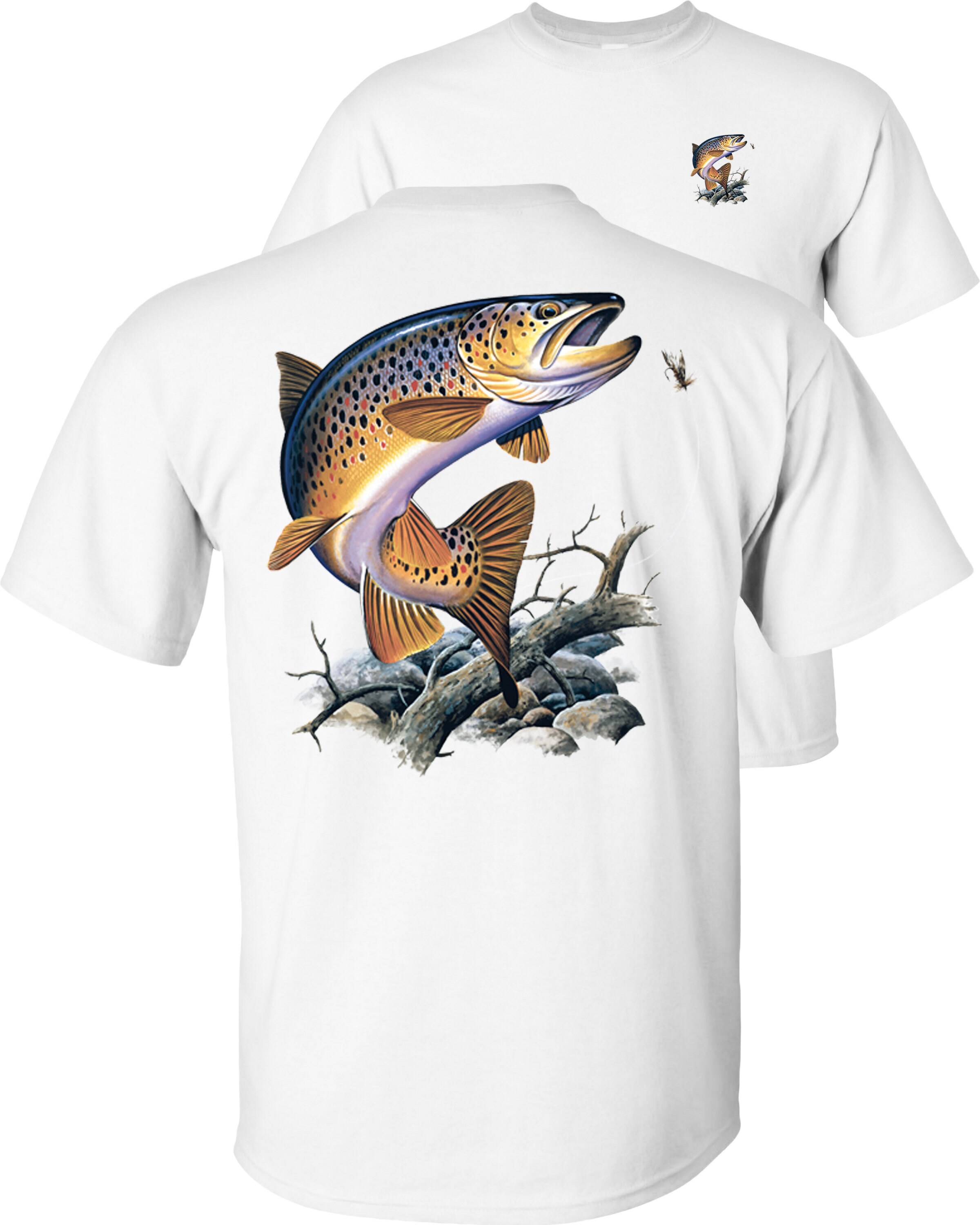 Trout Fishing TShirt Brown Trout Fly Fishing Adult Youth Etsy