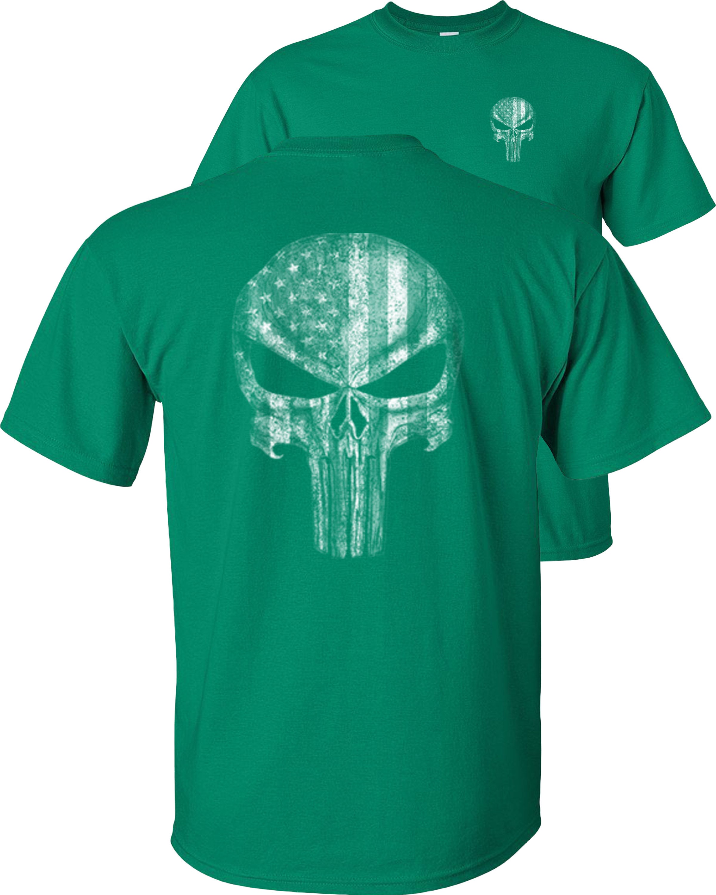 American Reaper Skull T-Shirt Military US Flag White Skull Veterans Patriots Patriotic
