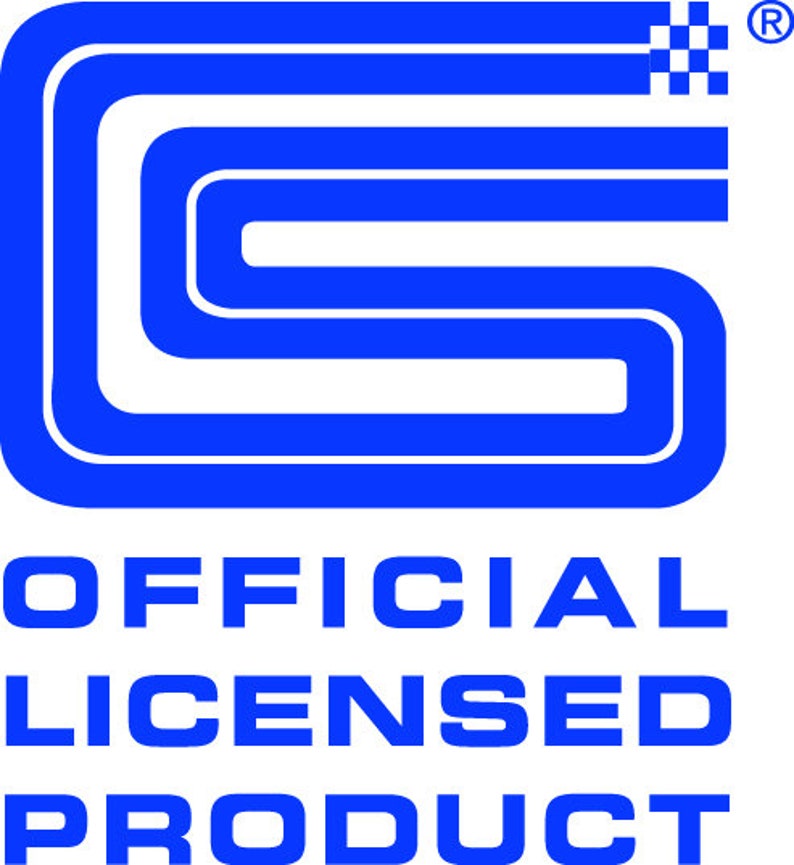 May include: Blue and white logo with the text "OFFICIAL LICENSED PRODUCT" and a chequered flag design. The logo is a stylised letter "S" with rounded corners.