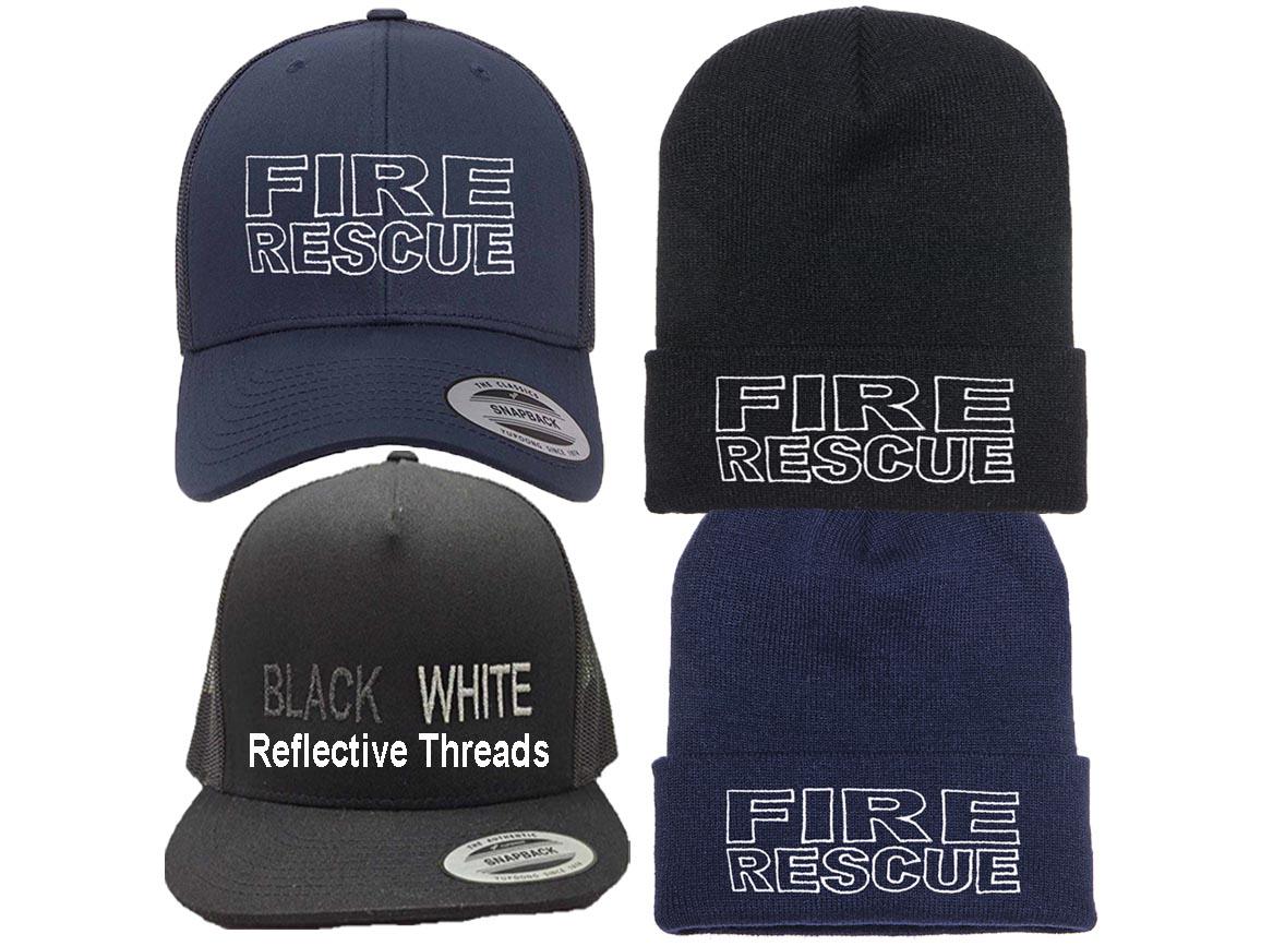 Fire Rescue Trucker Hat or Beanie, Reflective Option