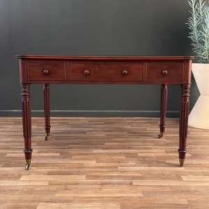 Antique Empire Style Partners Desk with Leather Top, c.1930s image 4