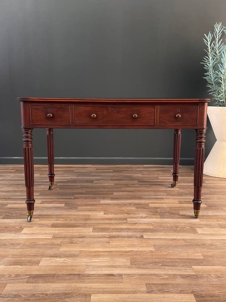 Antique Empire Style Partners Desk with Leather Top, c.1930s image 4