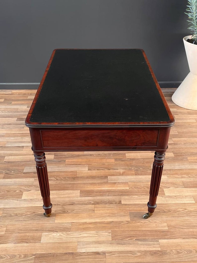 Antique Empire Style Partners Desk with Leather Top, c.1930s image 6
