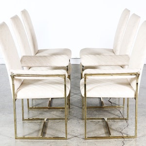 Milo Baughman Style Brass Dining Chairs image 1