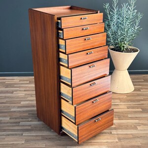 Mid-Century Modern Highboy Dresser with Leather Pulls by Glenn of CA, c.1950s image 3