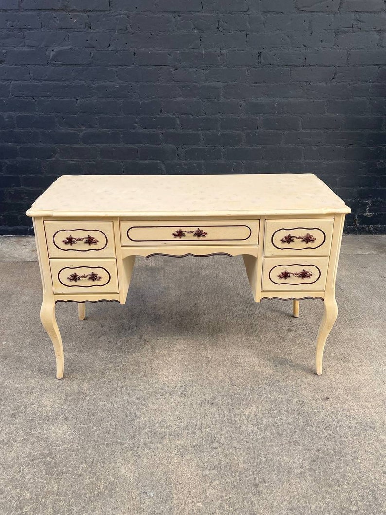 Vintage French Provincial Style Painted Writing Desk, c.1960s image 4