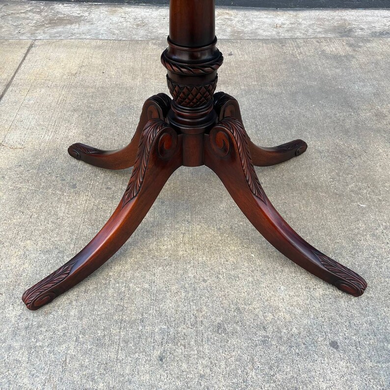 Pair of American Antique Mahogany Side Tables with Gilt-Tooled Burgundy Red Leather Top, c.1950s image 8