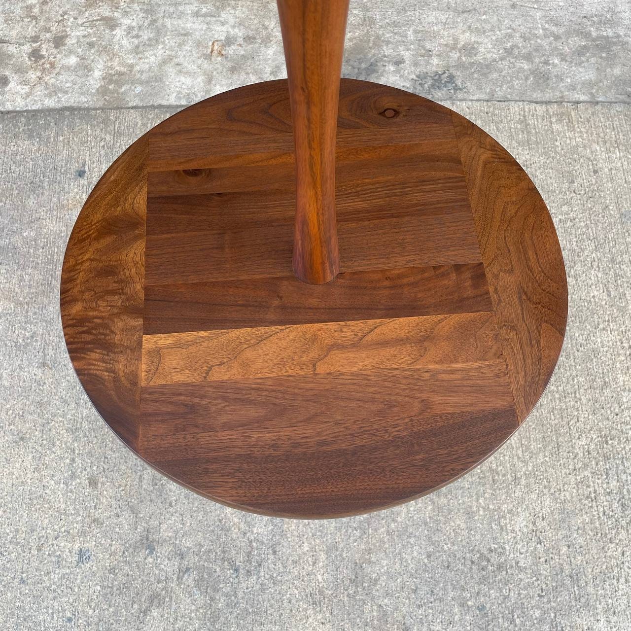 Mid-century Modern Walnut & Brass Floor Lamp With Side Table Mid-century Modern Walnut & Brass Floor Lamp With Side Table