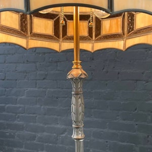 Antique Art Deco Style Floor Lamp with Tiffany Style Shade, c.1940s image 5