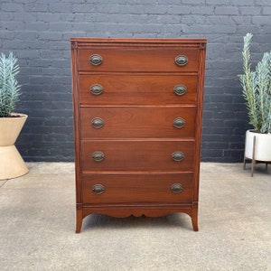 American Antique Federal Style Mahogany Highboy Dresser, c.1950s image 4