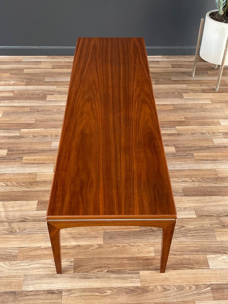 Mid-Century Modern Walnut Coffee Table with White Accent, c.1960s image 3