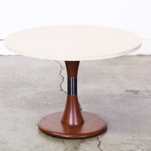 Mid Century Walnut Marble Top Side Table image 2